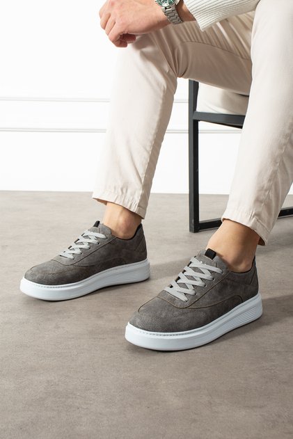 Lynor Men's Gray Lace-Up Flat Sole Sneaker Shoes