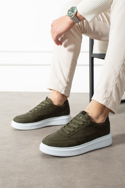 Lynor Men's Khaki Lace-Up Flat Sole Sneaker Shoes