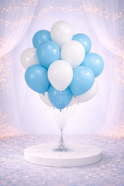 Premium Blue and White Balloon Set – Birthday & Opening Concept 15 Pieces