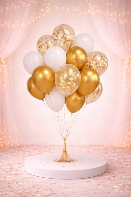 Premium White Gold Transparent Balloon Set – Birthday & Opening Concept