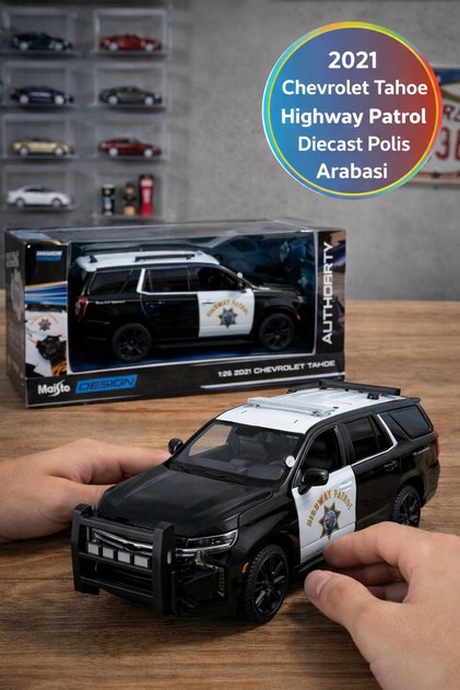 Maisto 2021 Chevrolet Tahoe Highway Patrol Metal Gövdeli Açılır Kapılı Polis Arabası