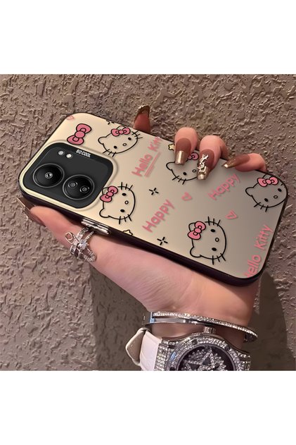 Redmi 13C Uyumlu, çizgi film-anime kedi desenli şok korumalı telefon kılıfı