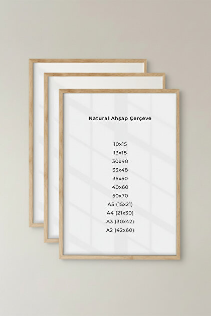 HOMEPACK 50X70 CM Açık Mavi Ahşap Çerçeveli Poster Çerçevesi, Boş