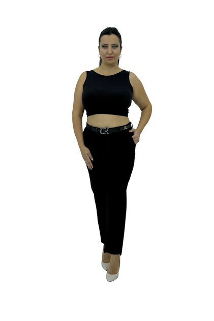 Plus Size Cashmere Gathering Belted Elastic High Waist Tube Leg Women's Trousers