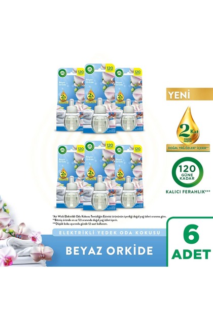 Elektrikli Oda Kokusu Yedek Şişe Beyaz Orkide, 6x19ml