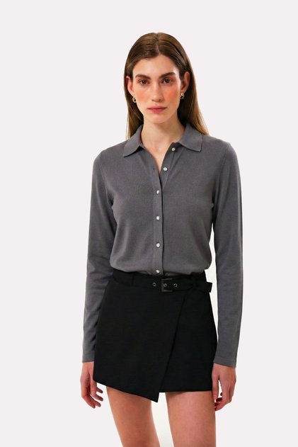 100% Organic Cotton Anthracite Slim Fit Women's Shirt