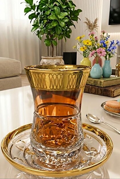 Diana Gold Thick Bottom 100Cc 62561 Tea Set 12 Pieces