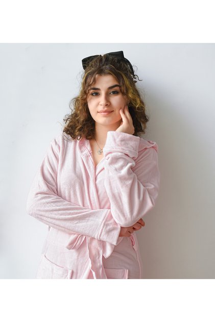 Soft Velvet Textured Hooded Women's Robe – Everyday Comfort & Elegance