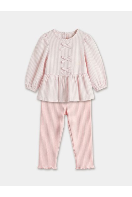 Zero Roba Collar Bow Baby Girl Blouse and Leggings from Uzg Store for Style Enthusiasts
