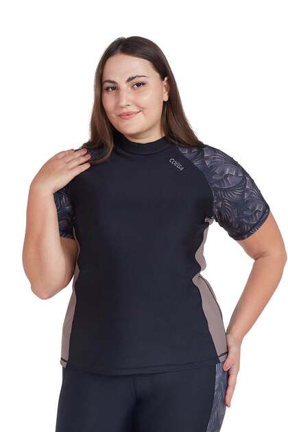 Ladies Ladies Rashguard Short Sleeve - Nero Silver Tropical
