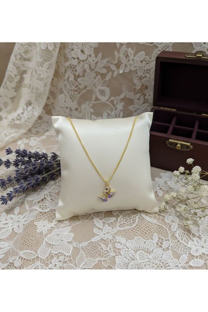 Gold Color Zircon Stone Peacock Figured Women's Long Necklace