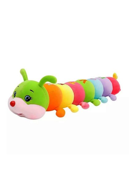 Jucărie de pluș , omidă cu inele, dimensiune 68 cm, umplutură de vată, pentru toate vârstele, multicoloră