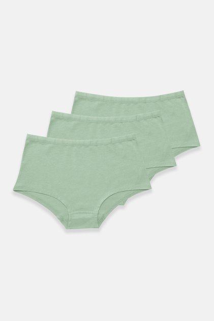 Women's Green 3-Pack Wide-Rim Non-Marking Modal Panties 3m1906