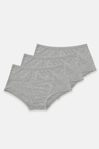 Women's Gray 3-Pack Wide-Ribbed Non-Marking Modal Panties 3m1906