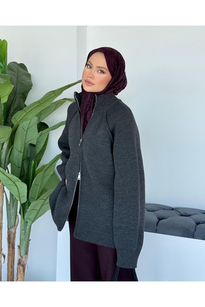 Tasarım Fermuarlı Hırka Kazak