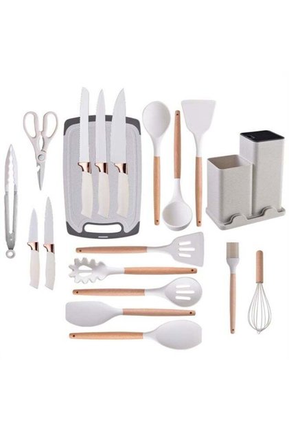 Minimalist Cooking Equipment Collection Featuring Multi-Purpose Utensils, Knife 19Pcs Set, Spoon and