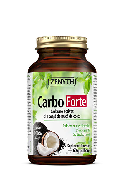 Carbo Forte, 60 g pulbere , carbune activat 100% vegetal pentru digestie, balonare si detoxifiere