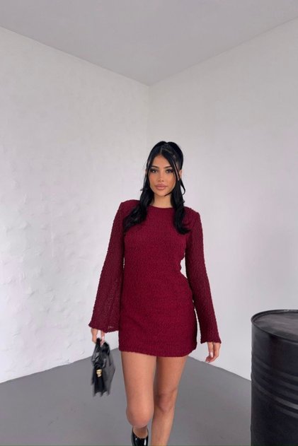 Fit Boucle Backless Mini Knitwear Dress Av3389