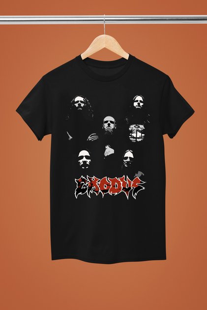 EXODUS TRUPĂA ROCK IMITATĂ PE MODELUL BĂRCIȚELUI, DIN BUMBAC, CU MÂNECĂ SCURTĂ, MODEL STANDARD, ROCK tricou