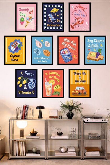 10-Frame Look Kitchen | Modern | Retro Wall Poster Painting Set – 15X20 cm Mdf Uv Printing