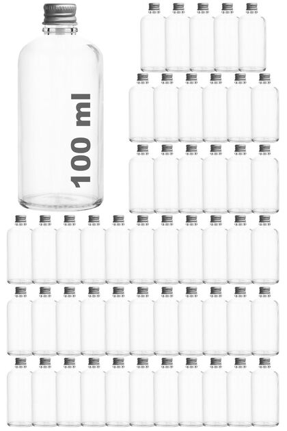 100 ml Transparent Metal Silver Cap White Glass Cologne Bottle 50 Pieces