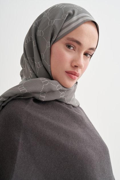 Grace Monogram Floral Shawl Gray