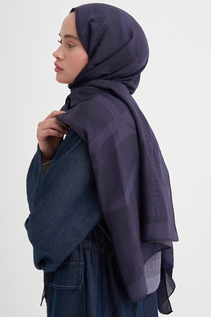 Aura Monogram Floss Shawl Purple Blue