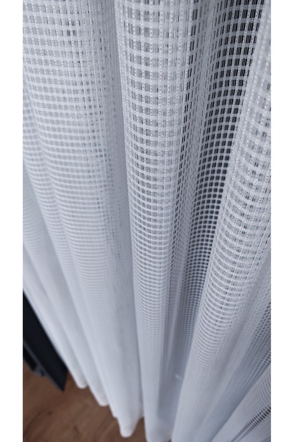 Checkered Tulle Curtain, Heavy Weight, 1/3 Dense Pleats, Wrinkle-Resistant, No Ironing Needed, Suitable for Any Room