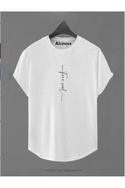 Unisex White Slim Fit Cotton Basic T-Shirt with Oval Print