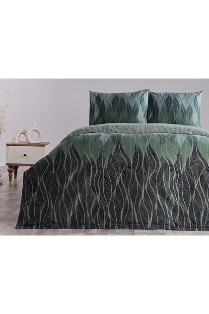 Ranforce Leaf Duvet Cover Set Double - Green