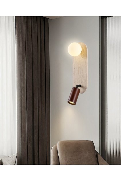 Drew Cylinder Travertine Marble Patterned Spot Light Fixture