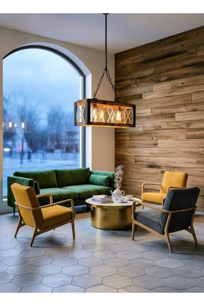 İSKANDİNAV TARZI AHŞAP PLEKSİ CAMLI KAFES HALATLI AVİZE, Cafe, Restoran, Toplantı Salonu, Mağaza