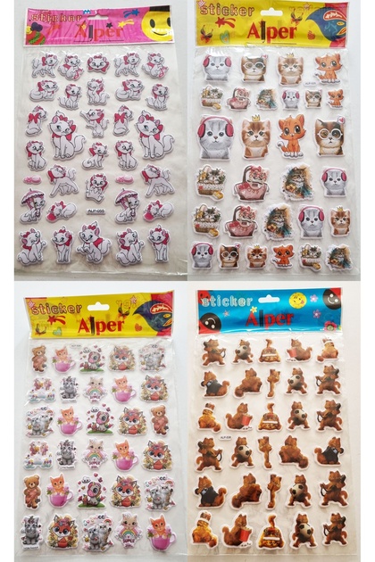 Kabartma Sticker Etiketler 30x17cm Emoji Kalp Hayvanlar Bayrak Meyveler Smiley Kuşlar Kelebekler