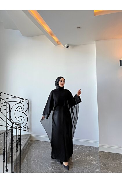 By Atelier Helen Abaya Women's Black Long Flared Skirt Modern Dress Evening  Dress- Trendyol