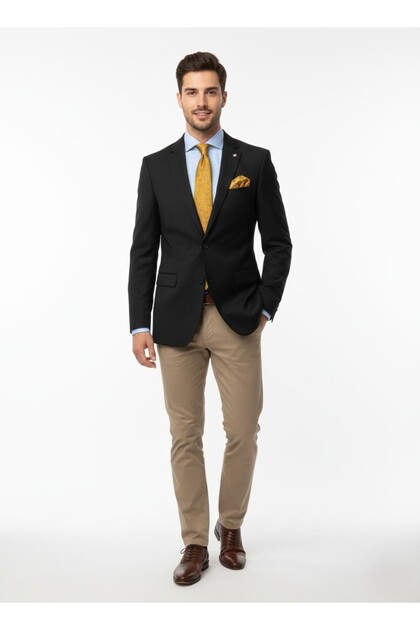 Erkek 4 Drop Regular Fit Siyah Flanel Ceket – Premium Kumaş, Özel Kalıp | Smart Casual, Ofis ve Özel Davet Şıklığı | 1706-001