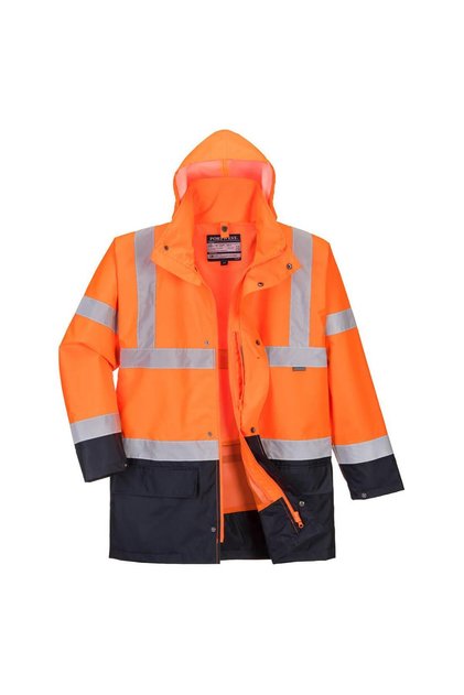 S766 5-in-1 Hi-Vis Yüksek Görünürlüklü 300D Oxford %100 Polyester Kumaş Parka Kaban Turuncu