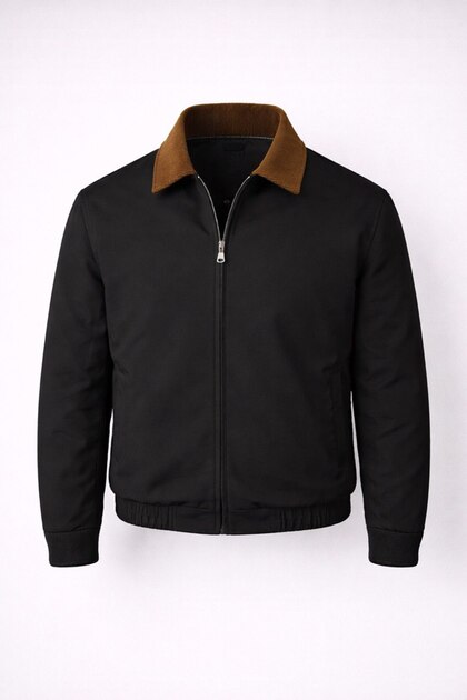 Trucker Kadife Yaka Bomber Astarlı Ceket