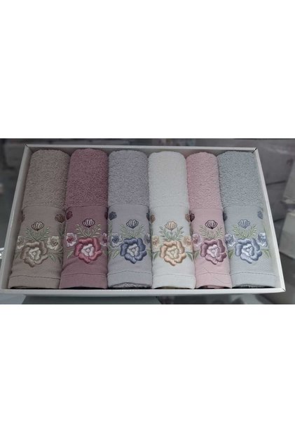 Towel Set 6 Pieces 50 X 90 Embroidered Towels