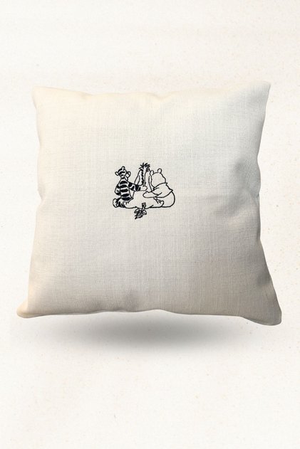 Winnie the Pooh Embroidered Linen Throw Pillow – Decorative Filled Pillow