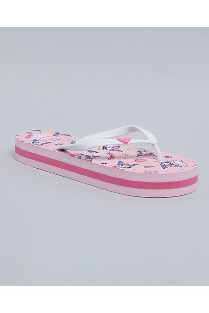 Women Pink Kuromi Printed Flip-Flops