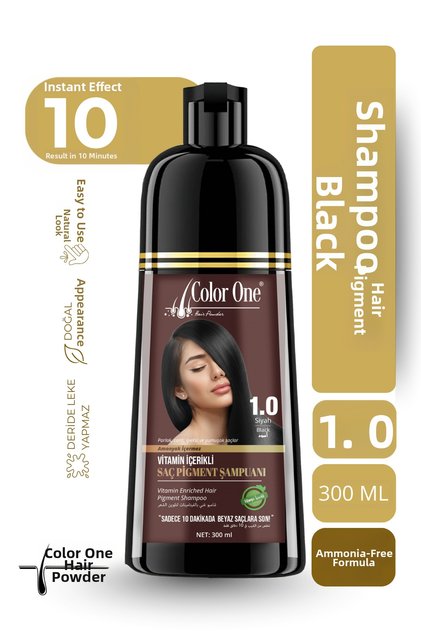 Black Hair Pigment Shampoo 1.0 | 300 ml & Tone Effect