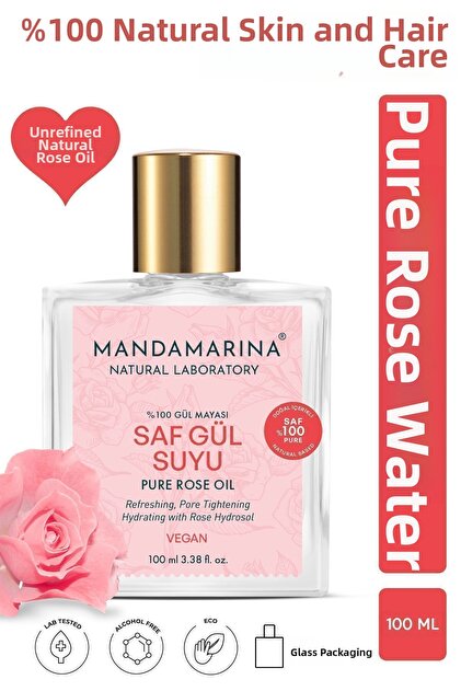 Rose Water Tonic 100% Natural Pure Glass Bottle