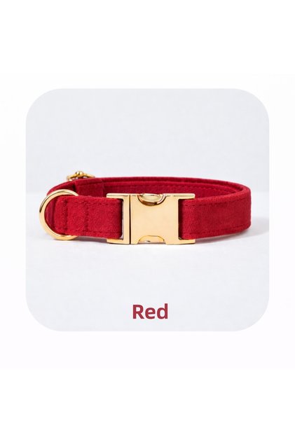 Red Velvet Dog Collar, Adjustable Collar, Collar with Metal Buckle, (Neck Collar Only)