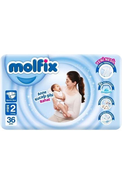 Baby Diaper Size:2 (3-6kg) Mini 36 Pieces Jumbo Pk