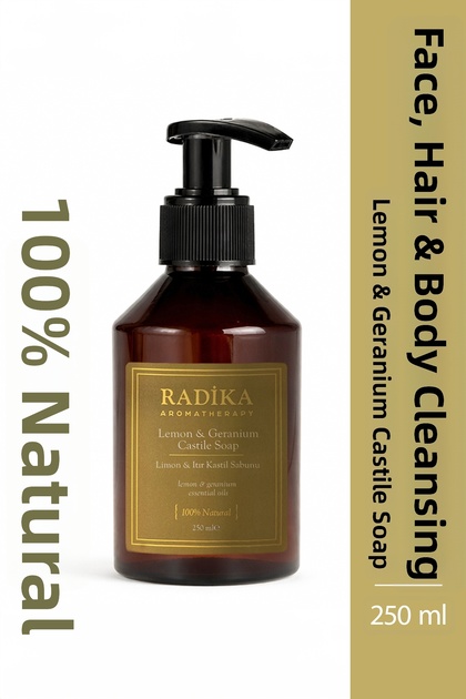 Natural Lemon & Geranium Castile Soap Plastic Bottle
