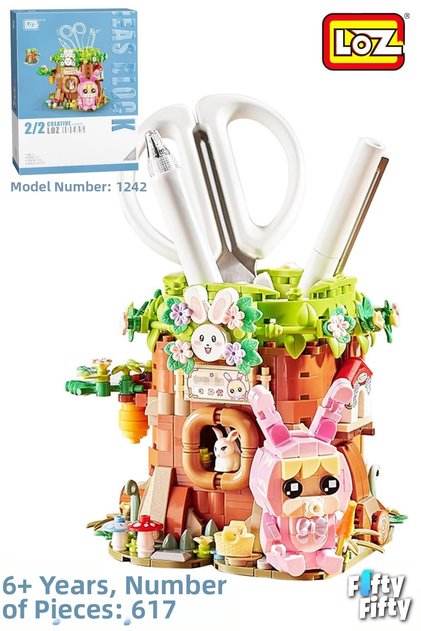 Loz Creative Series Cute Pen Holder with Pink Figure -Lz1242 (617 Pieces) Toy Building Set