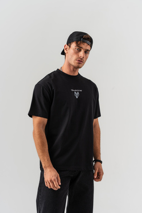 BORZ Erkek %100 Pamuk Oversize Kalıp Bisiklet Yaka Basic T-shirt
