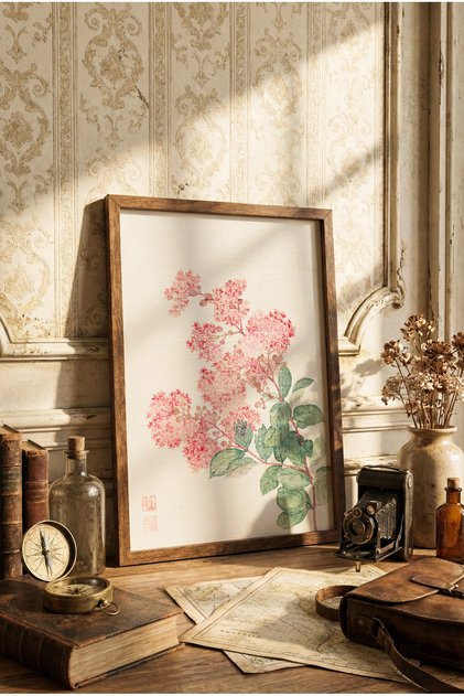 Hydrangea - Ahşap Desenli Çerçeve