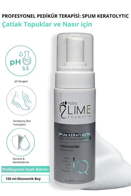 PODO LIME Keratolitik Ayak Bakım Köpüğü | Urea’lı Nasır & Topuk Bakım (Spum Keratolytic) 150 ml