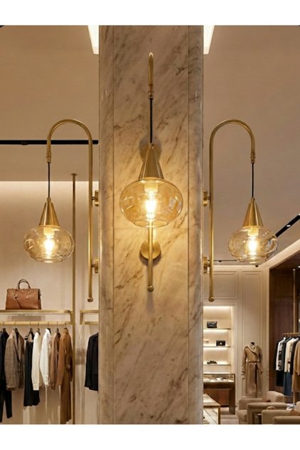 Modern Lux Gold Aplik Bal Camlı Merdiven Boşlukları Koridorlar Iç Mekan Duvar Alanları Yatak Başları
